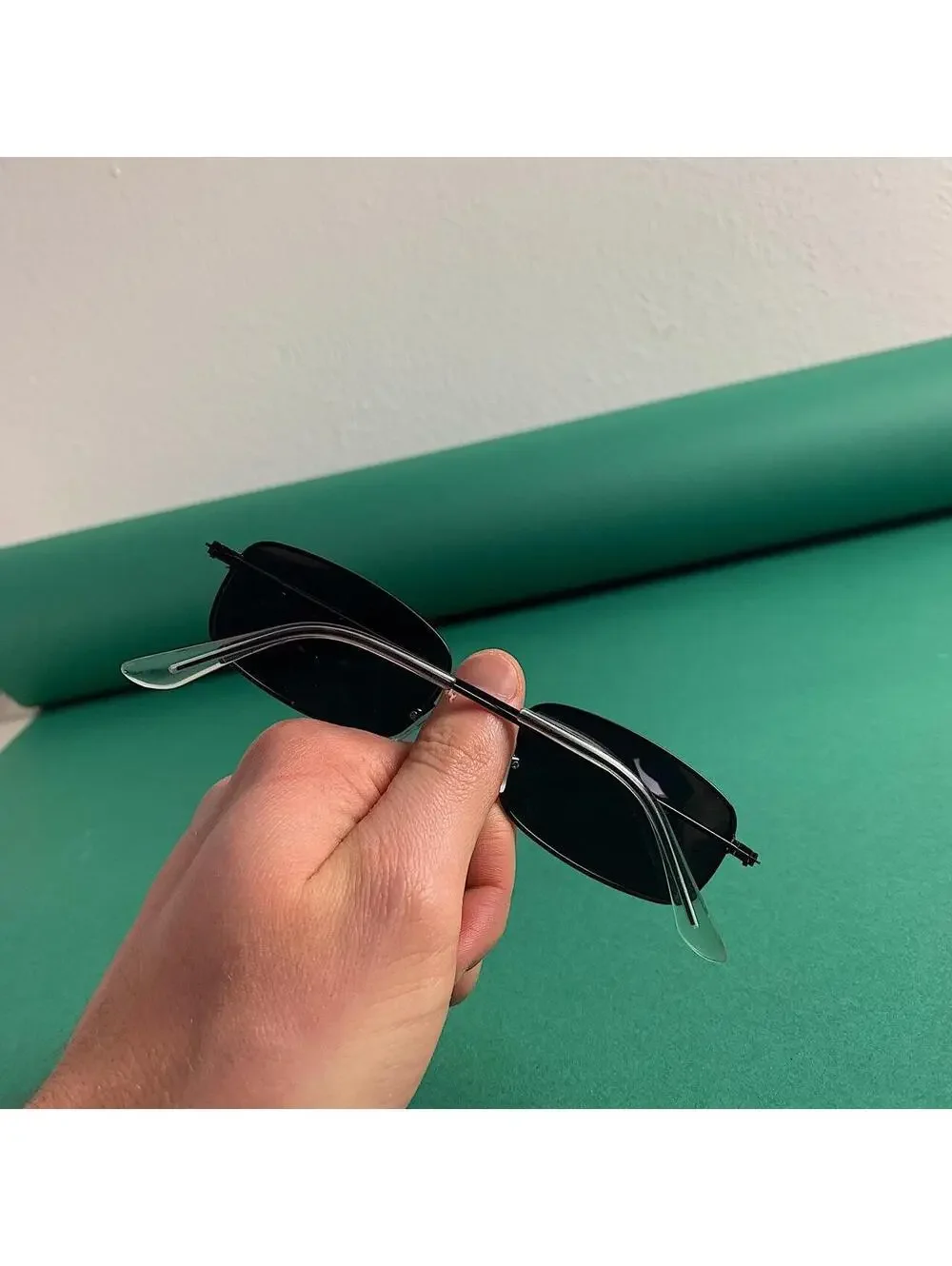 Y2K Vintage Cyber Silver Black Slim Unique Sunglasses Unisex